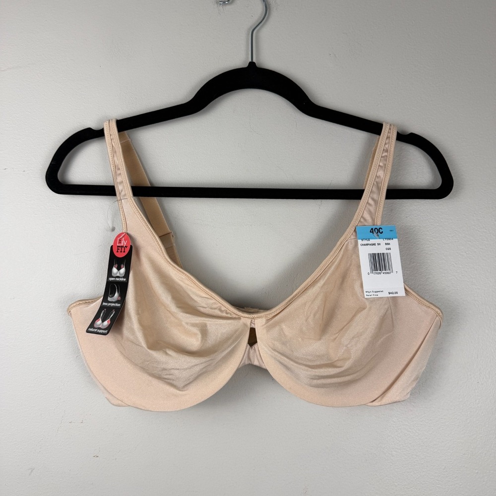 Lilyette by Bali Plunge Into Comfort Keyhole Minimizer Bra Women's 40C Champagne